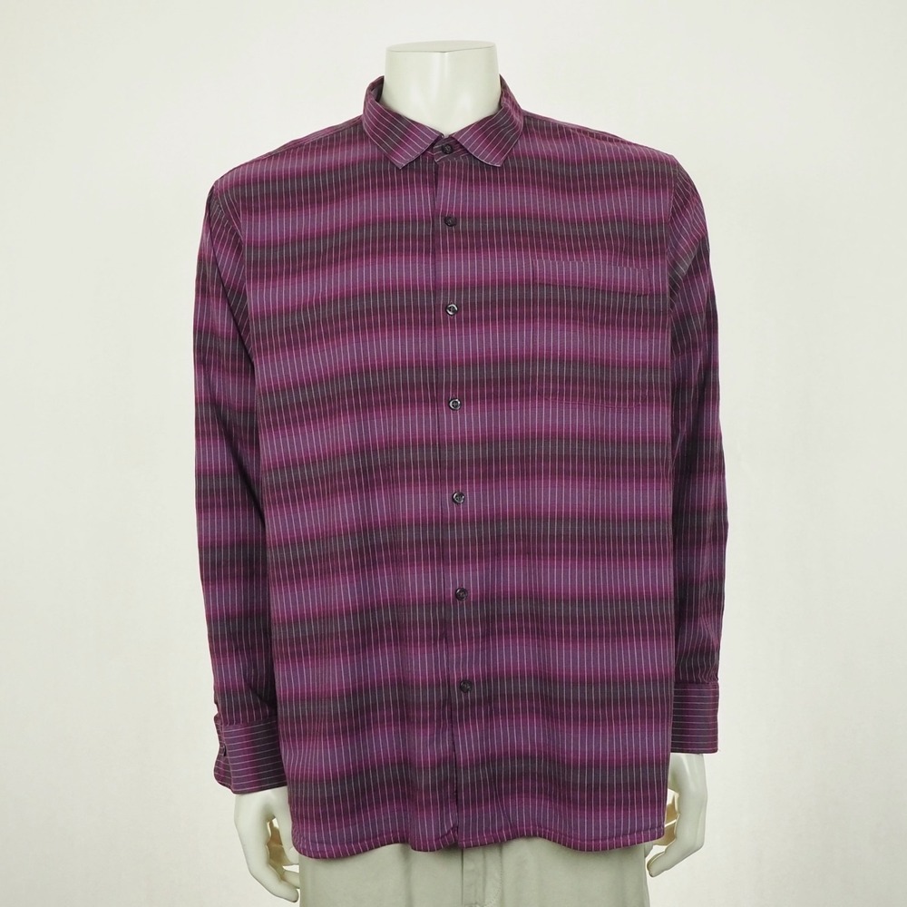 Tommy Bahama Lazlo Ombre Striped Button Down Shirt Mens 2XL XXL Purple Plaid